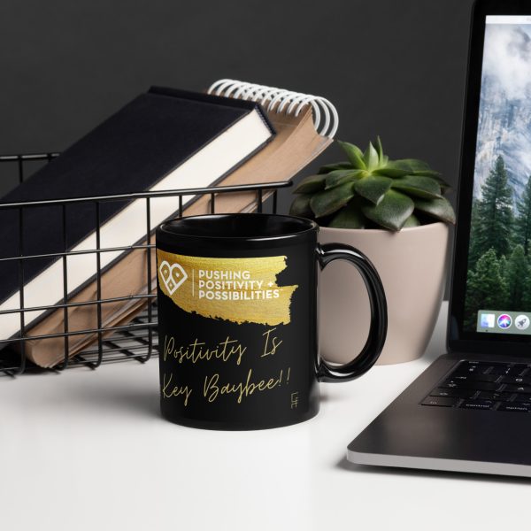 Pushing Positivity & Possibilities Black Glossy Mug - Image 2